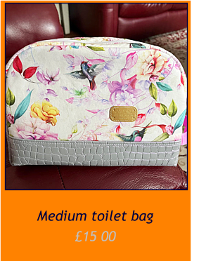 Large toilet bag  £15.00  Medium toilet bag  £15 00
